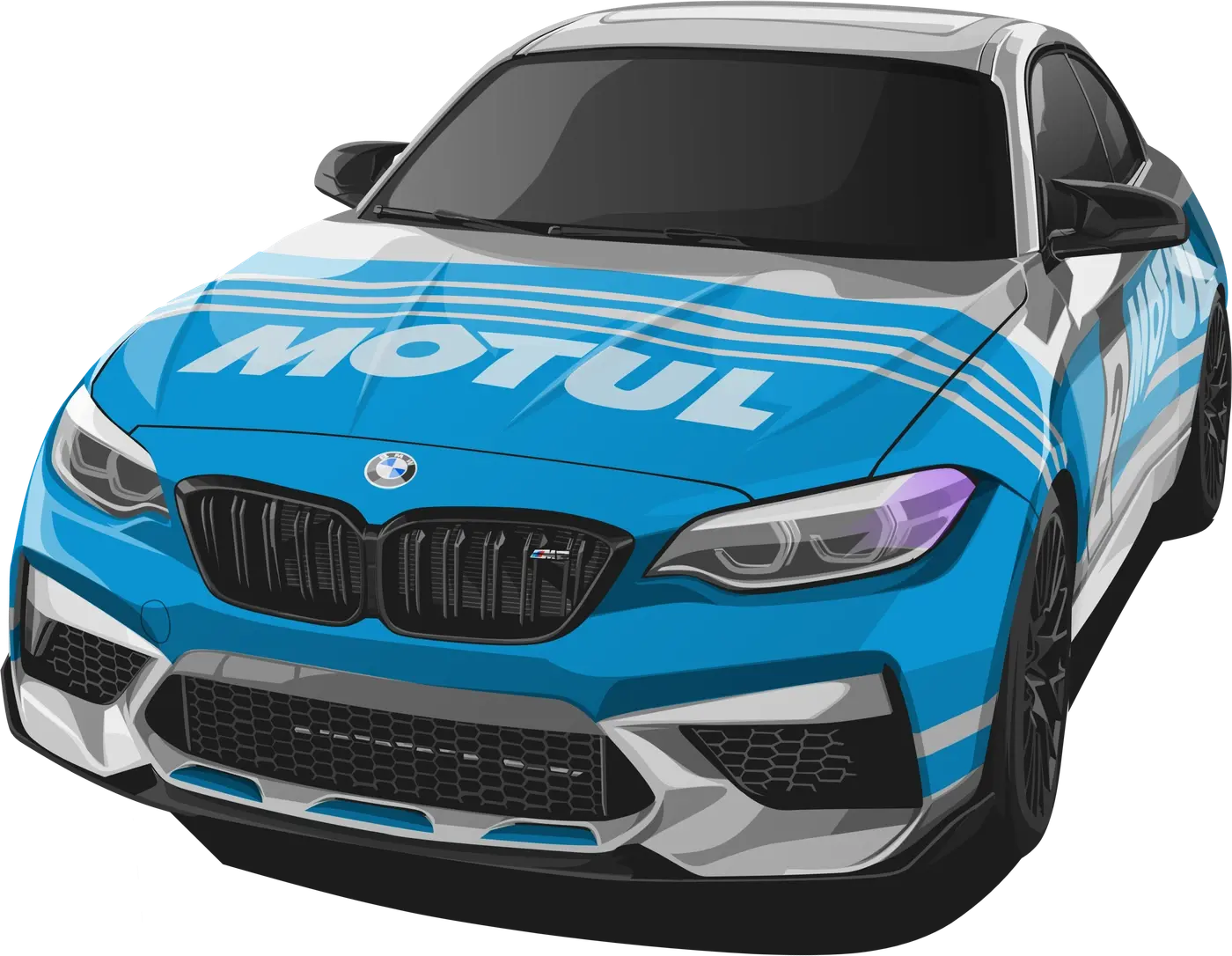 Derselbe BMW M2 als Handzeichnung