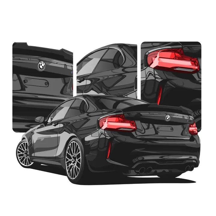 Handgezeichnetes Auto, Hintergrund Detailverliebt