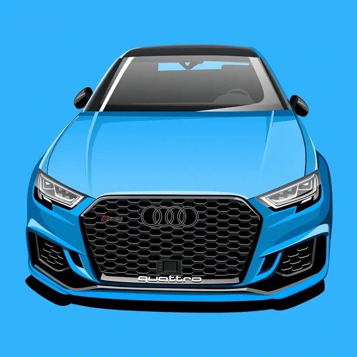 Handgezeichnetes Auto, Hintergrund Einfarbig