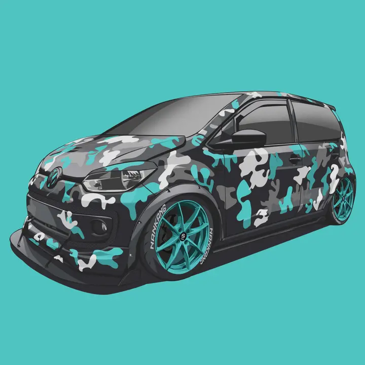 Handgezeichnetes Auto, Hintergrund Einfarbig