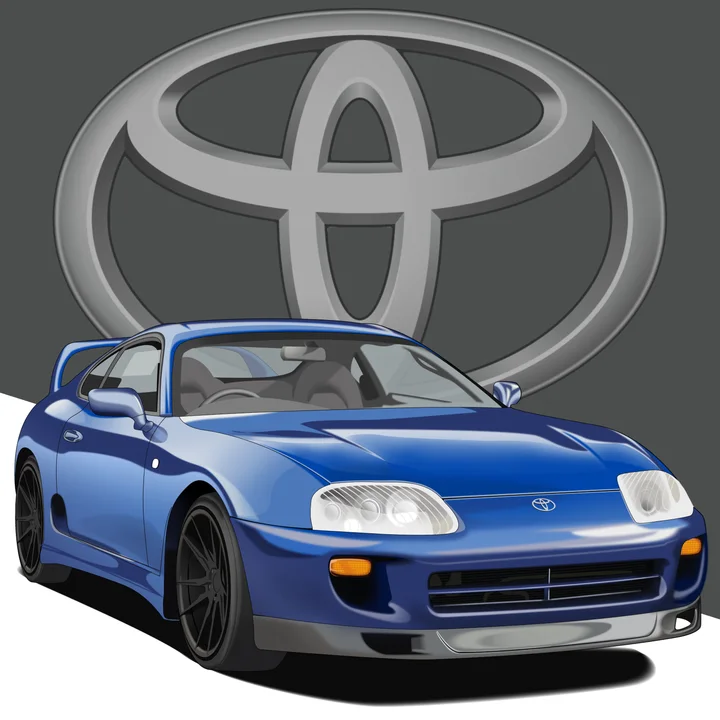 Handgezeichnetes Auto, Hintergrund Herstellerlogo