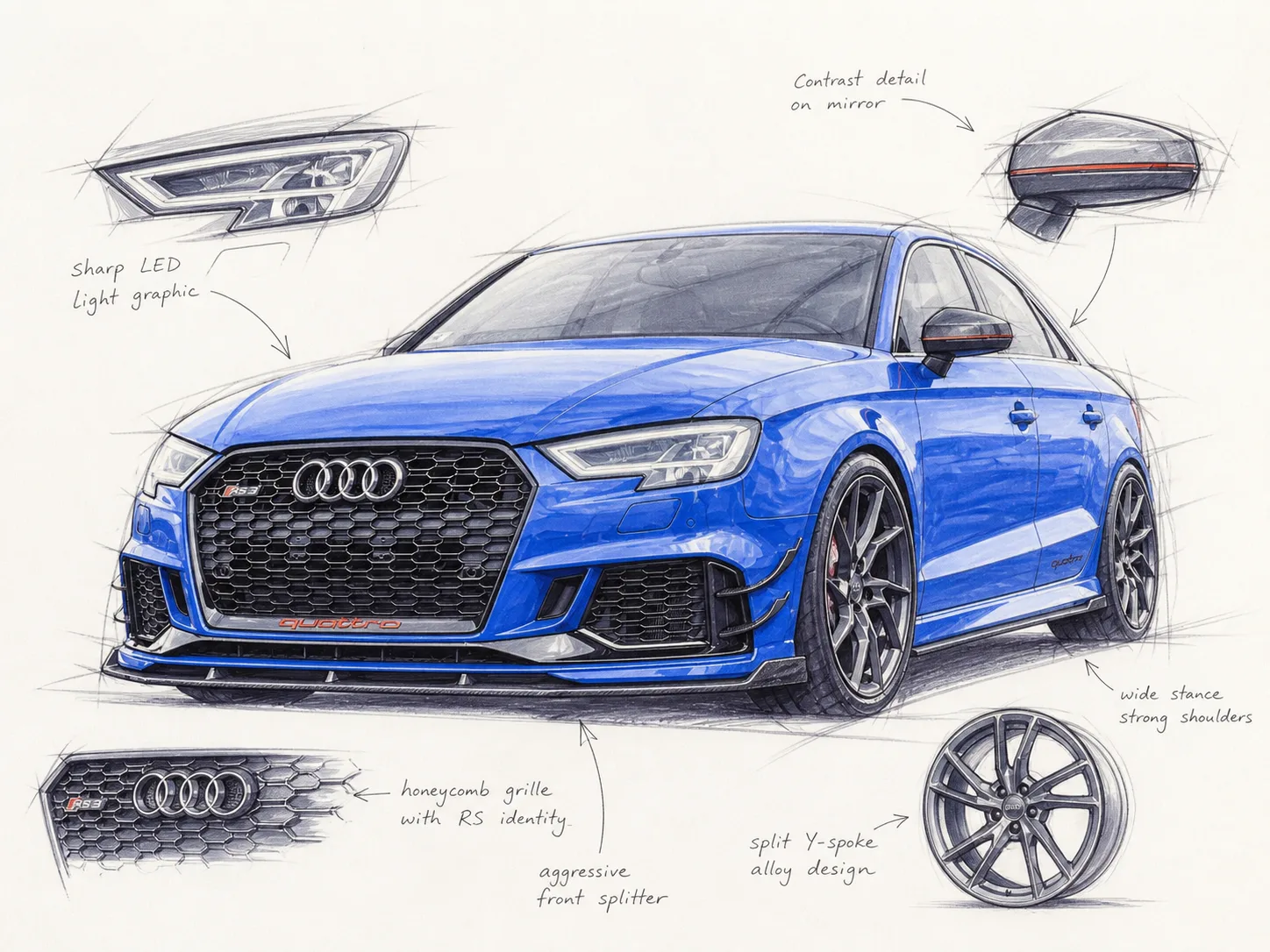 Audi RS3 · Designer-Skizze