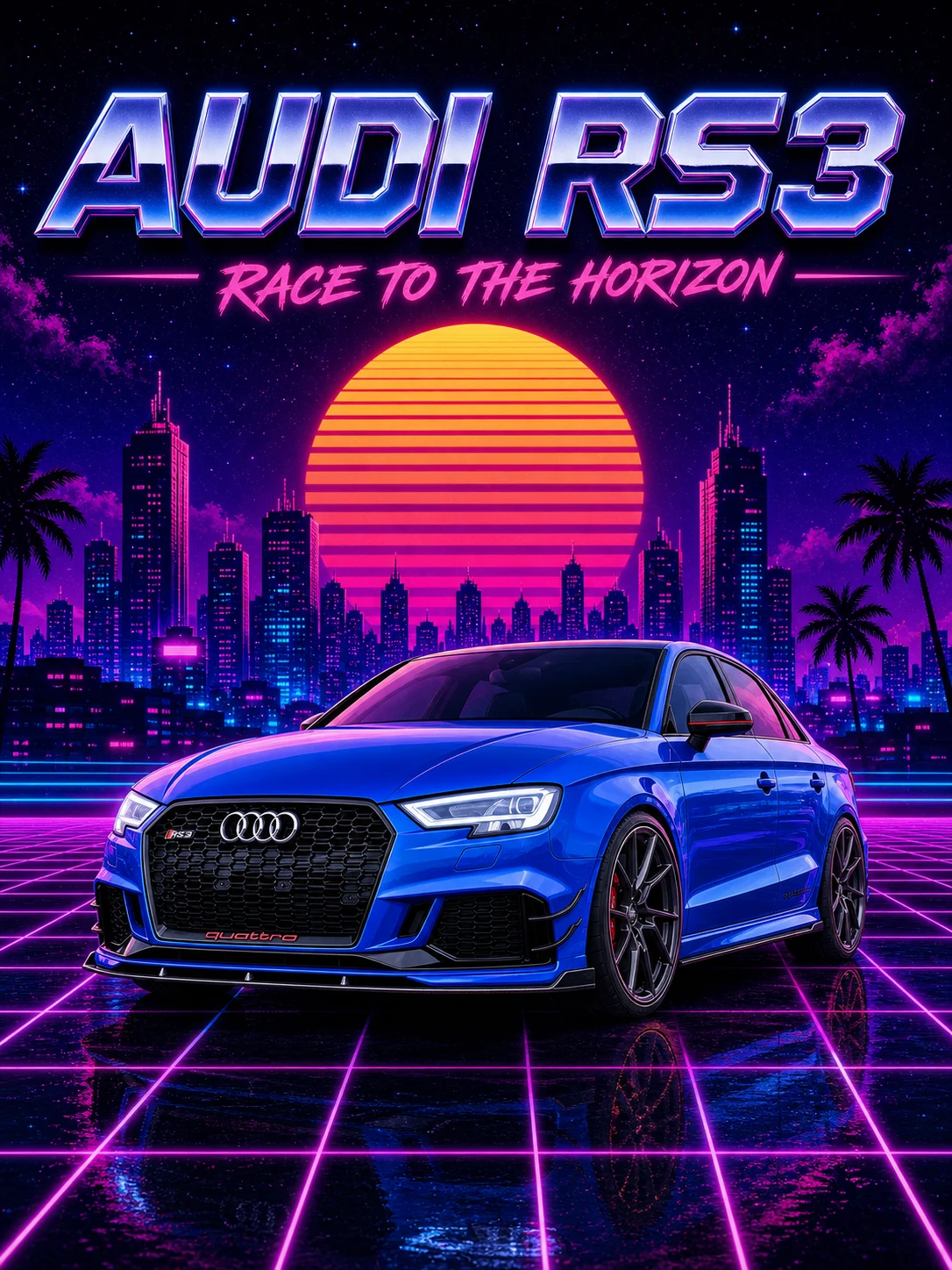 Audi RS3 · Synthwave-Poster