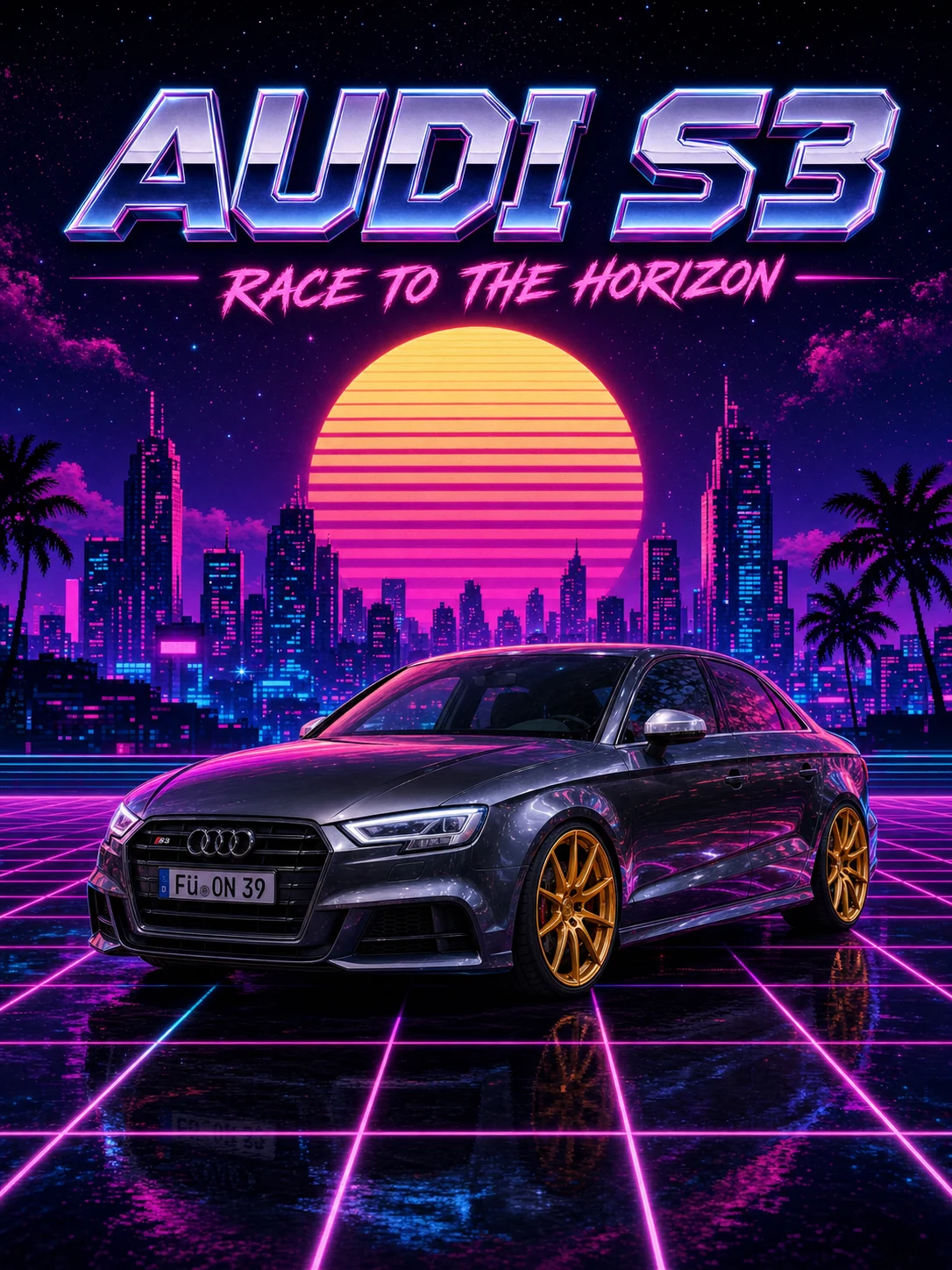 Audi S3 · Synthwave-Poster