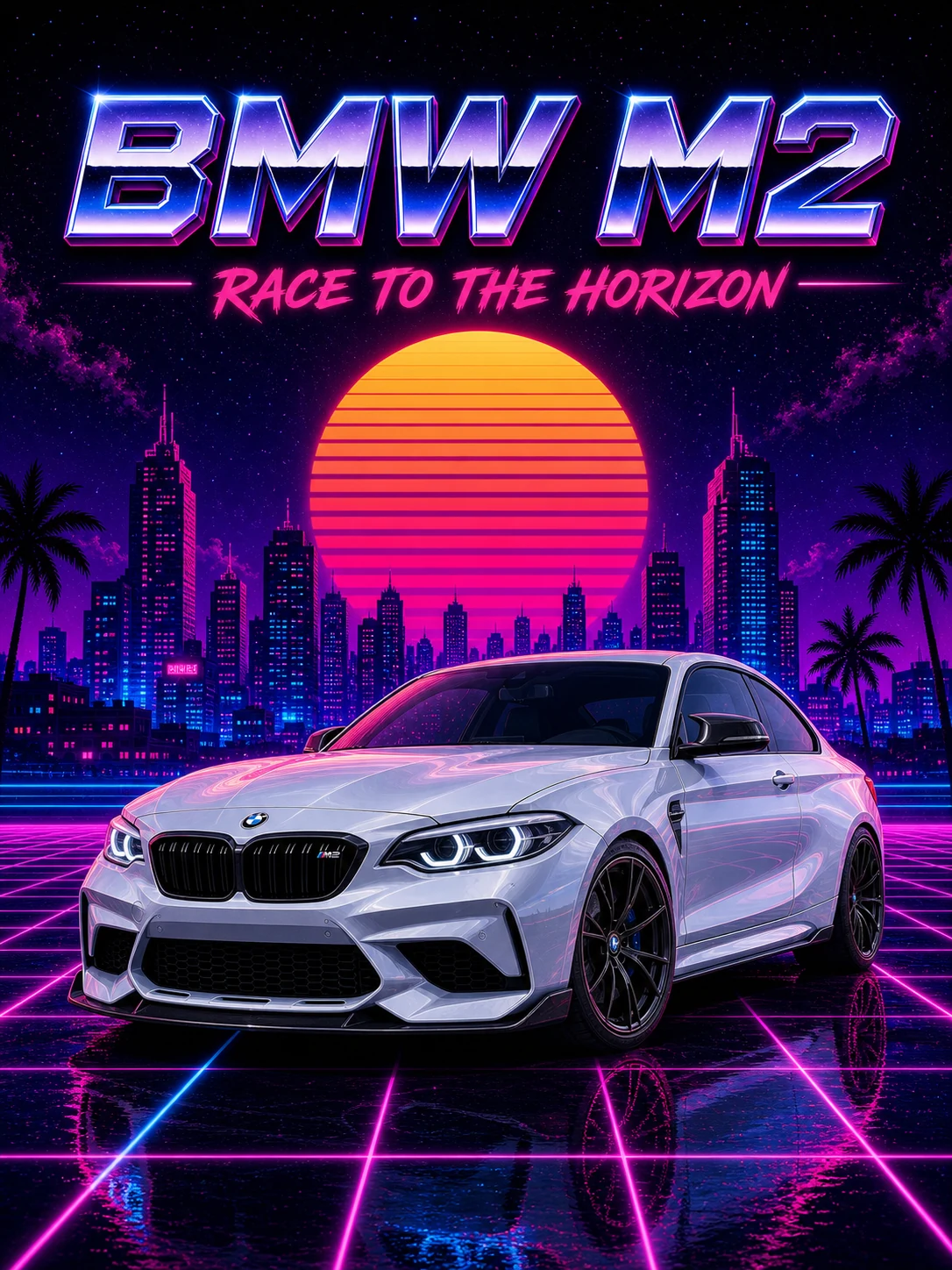 BMW M2 · Synthwave-Poster