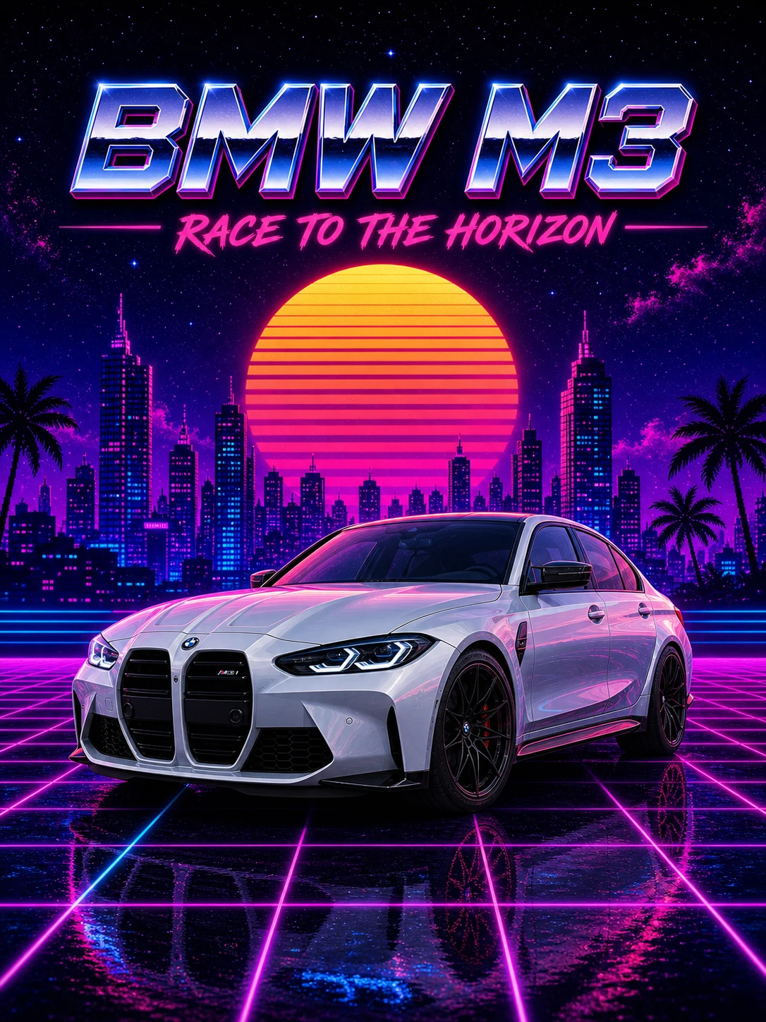 BMW M3 · Synthwave-Poster
