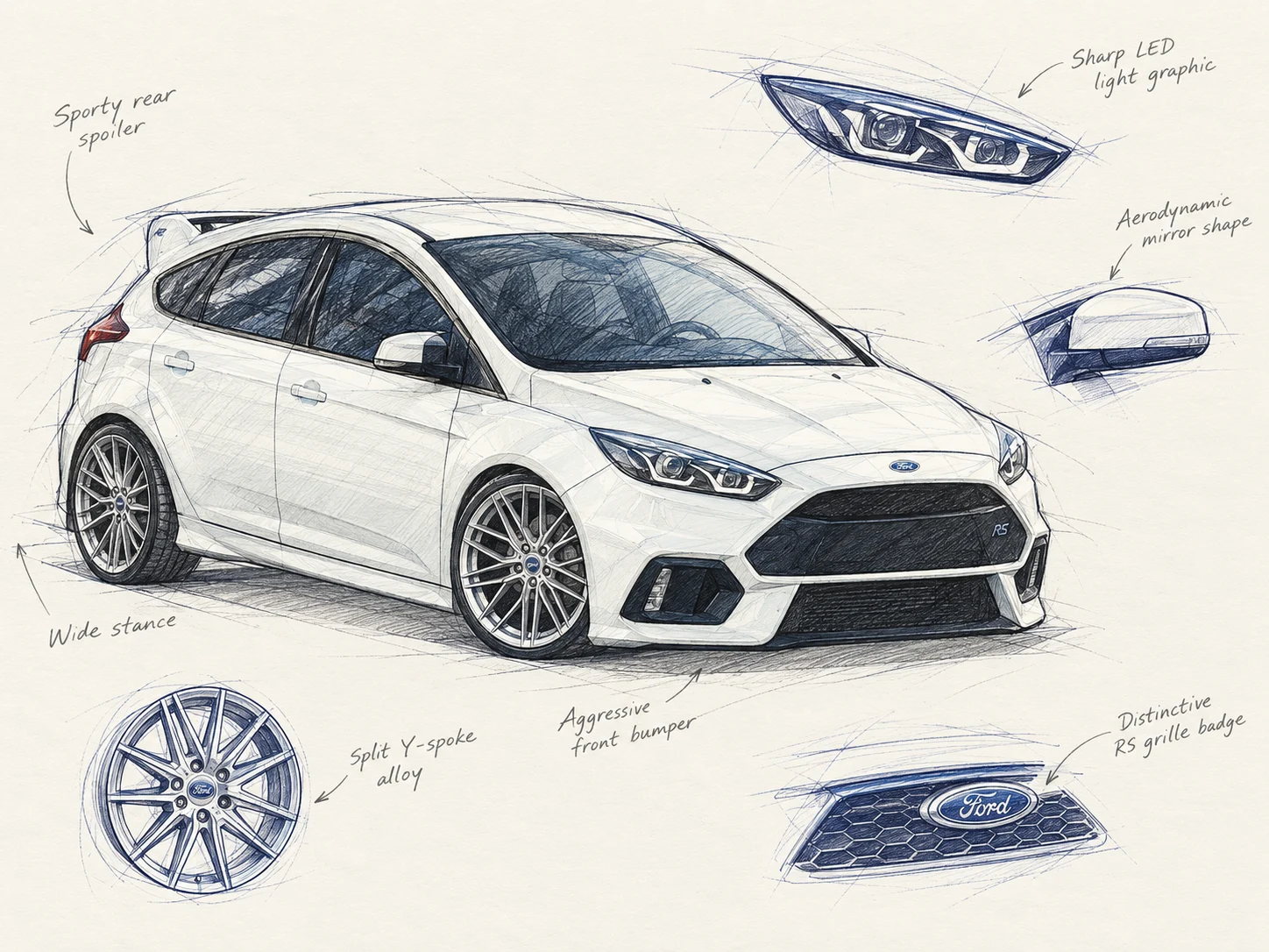 Ford Focus RS · Designer-Skizze