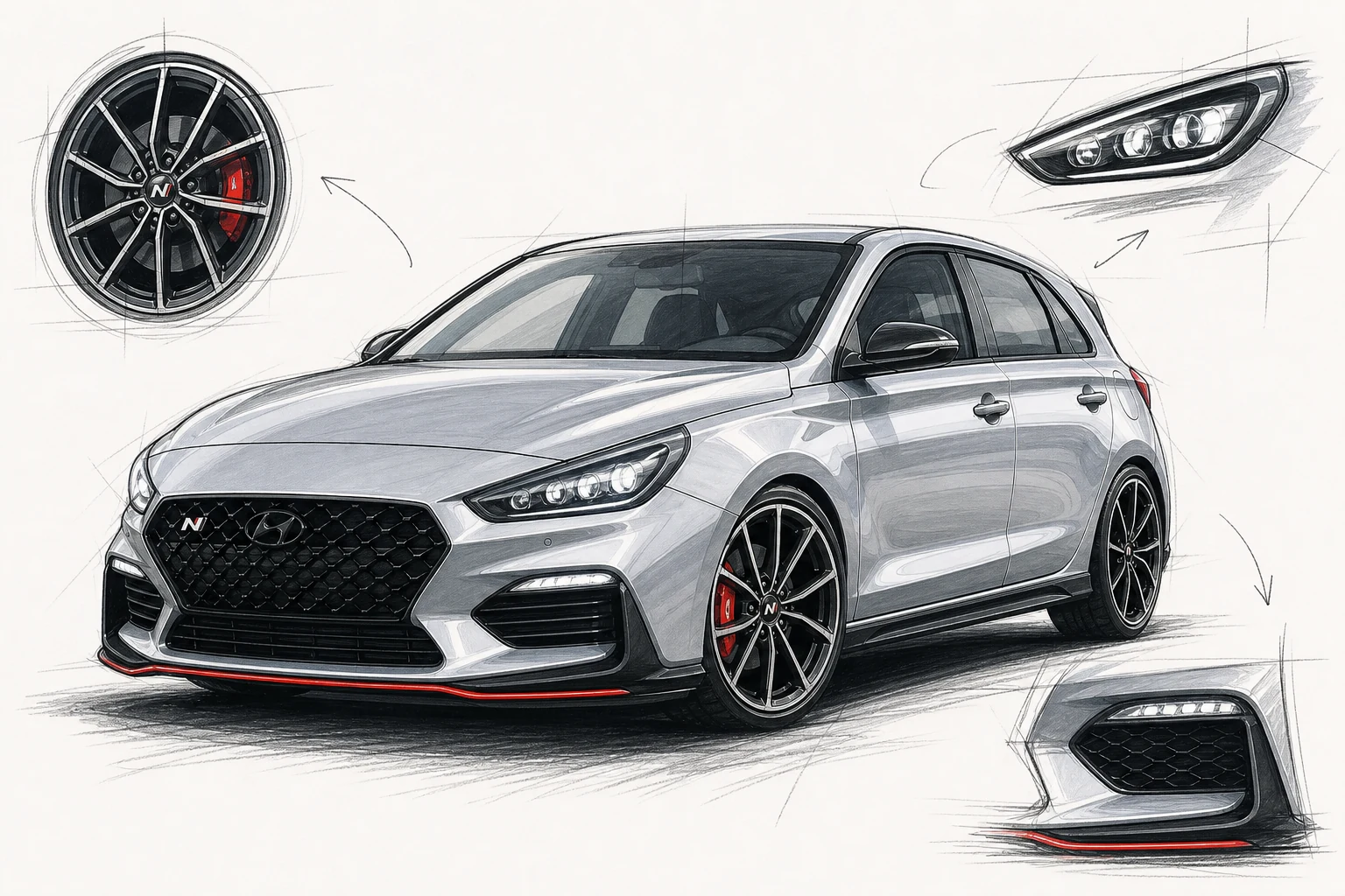 Hyundai i30 N · Designer-Skizze