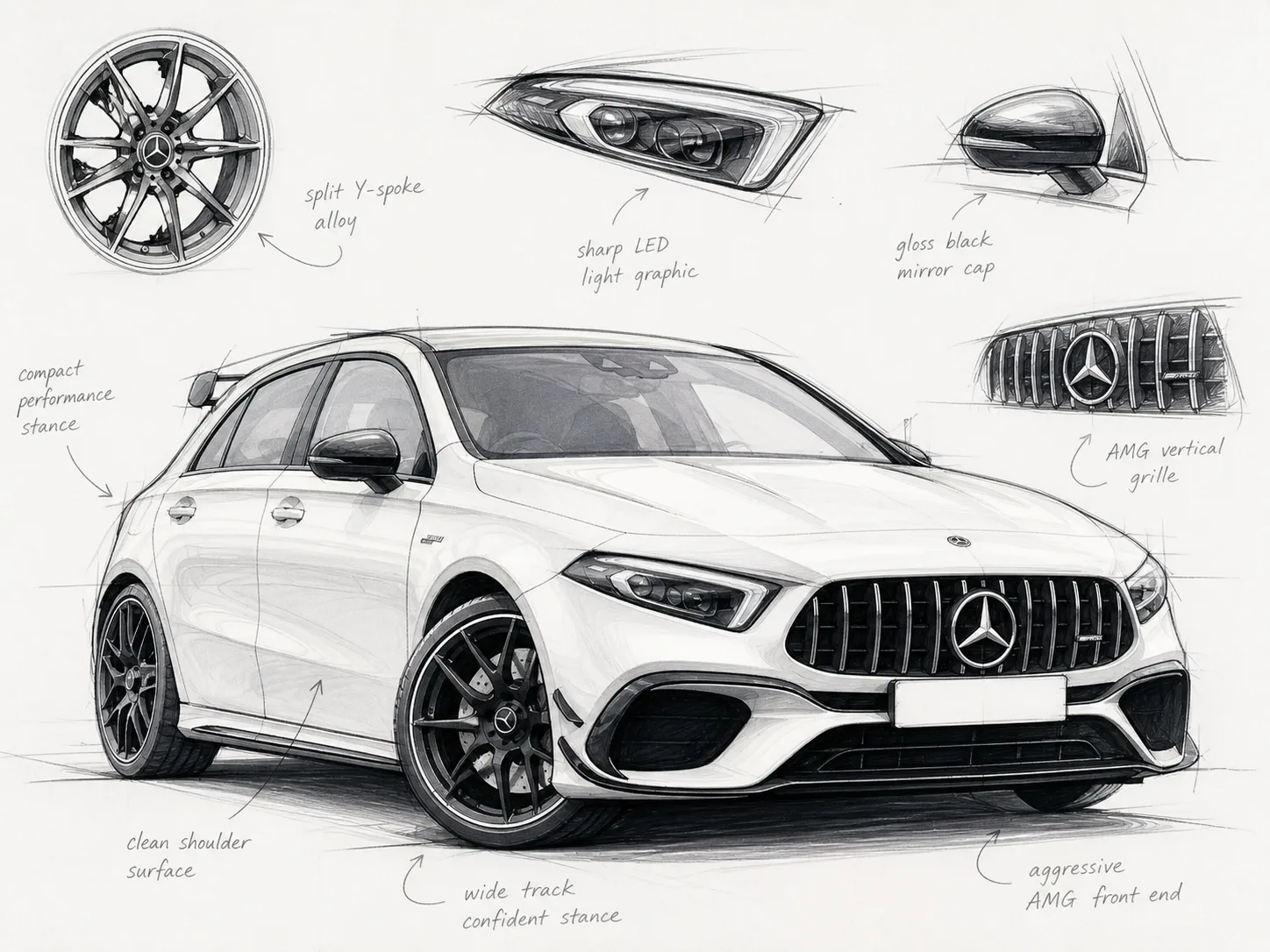 Mercedes-AMG A45 · Designer-Skizze