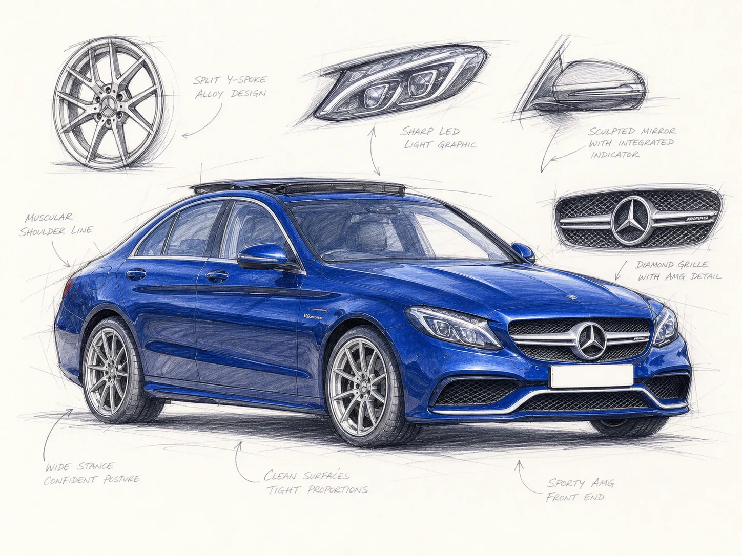 Mercedes-AMG C63 · Designer-Skizze
