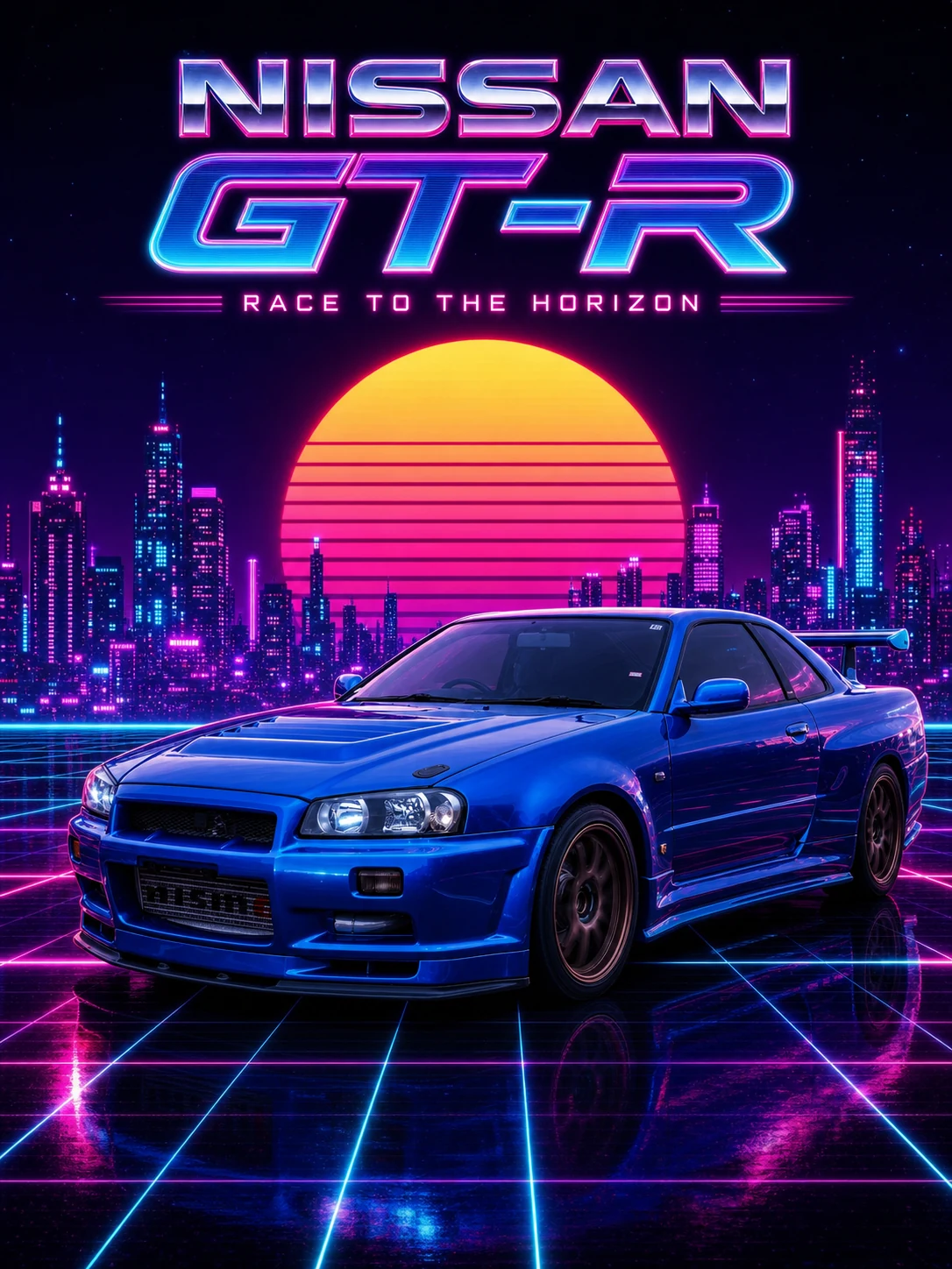 Nissan GT-R · Synthwave-Poster