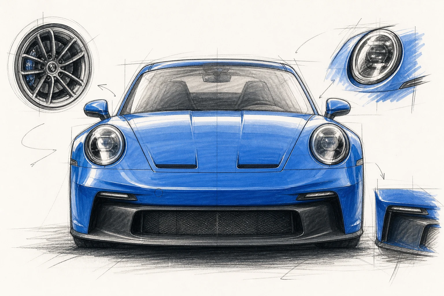 Porsche 911 · Designer-Skizze