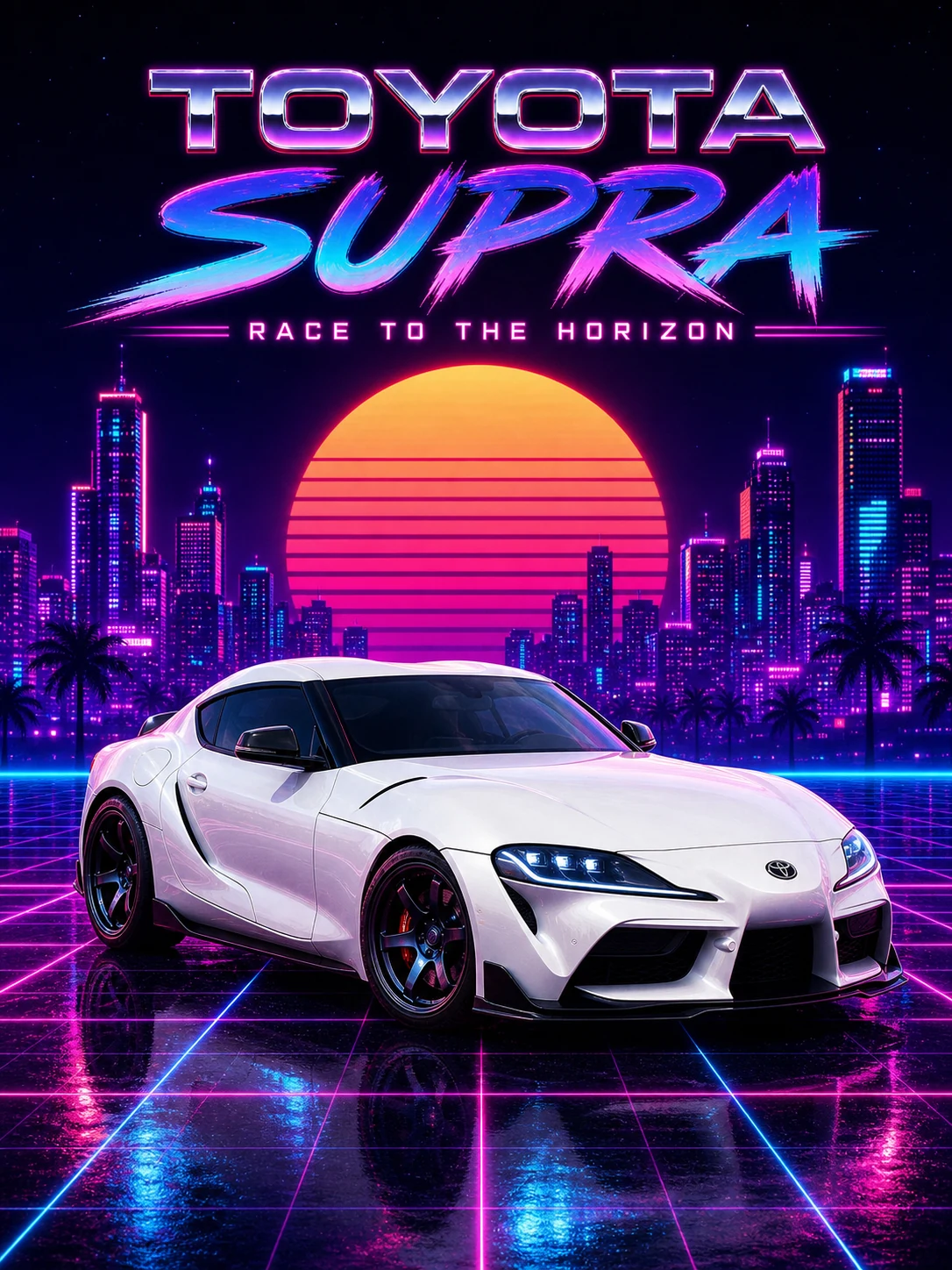 Toyota Supra · Synthwave-Poster