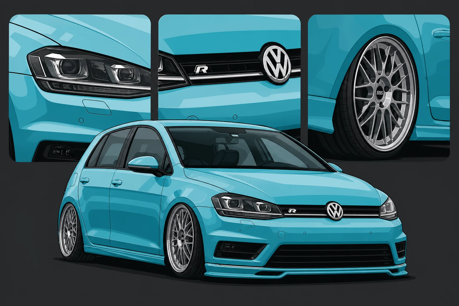 VW Golf R · Vektor-Portrait