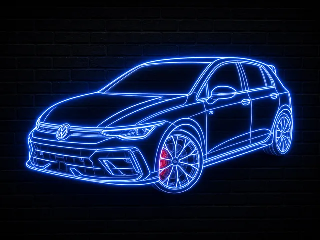Auto im Stil Neon-Schild